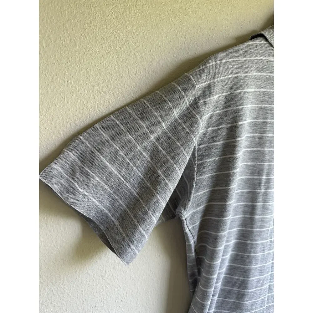Lacoste Men's XL Gray Polo Shirt Stripe Embroidery Logo